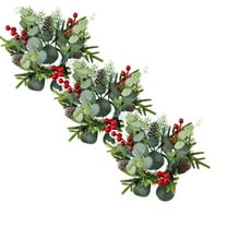 3 Pcs Christmas Candle Rings, Holiday Candle Holder Wreaths with Pinecones and Berries for Table Centerpiece, Fireplace, and Rustic Wedding Decor