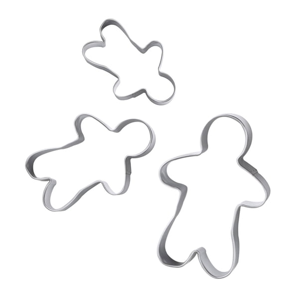 3 Pcs Christmas Cookie Cutter Set, Gingerbread Man Shapes, Stainless Steel Biscuit Molds