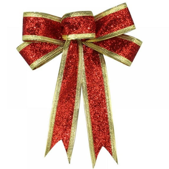 3 Pcs Christmas Decorations Christmas Bow,6" Big Christmas Tree Top Hat Bow Velvet Wreath Bow,With Glitter Gold Trim For Christmas Home Front Door Decoration Christmas Decor