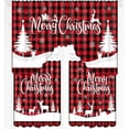 thumbnail image 1 of 3 Pcs Christmas Kitchen Window Tier Curtains and Valance Set Xmas Tree Deer Red Black Buffalo Plaid Christmas Curtains for Bedroom Living Room Kitchen Decor, 54"L x 24"W Valance, 1 of 6