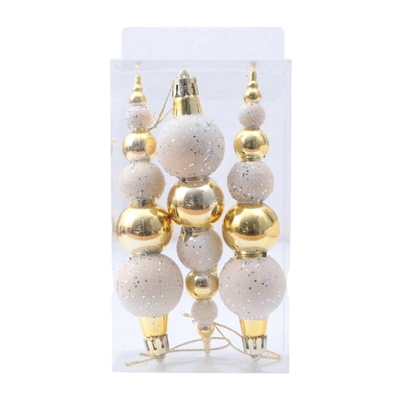 3 Pcs Christmas Ornaments Gift Box Set, Glittering Plastic Christmas Finials Pendant Hanging Decoration for Xmas Tree Fireplace Window Door