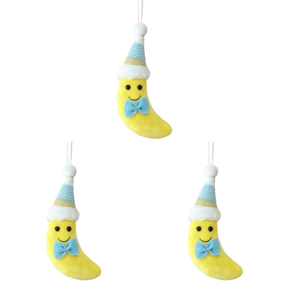 3 Pcs Christmas Plush Banana Ornaments, Cute Stuffed Fruit Hanging Decorations with Knitted Hats, Soft Fabric Cartoon Banana Charms for Xmas Tree Holiday Home Party Winter Decor Festive Gift