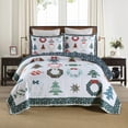 thumbnail image 1 of 3 Pcs Christmas Red Candy Quilt Bedspread Set Holiday Bedding Set for Winter, 1 of 10