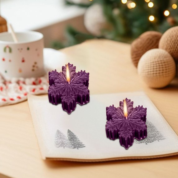 3 Pcs Christmas Snowflake Candles Decorations Scented Candles White Tea Lights Candles Christmas Snowflake Shaped Wax Candles Gifts for Christmas Party Decor Home Table New Year Decorations