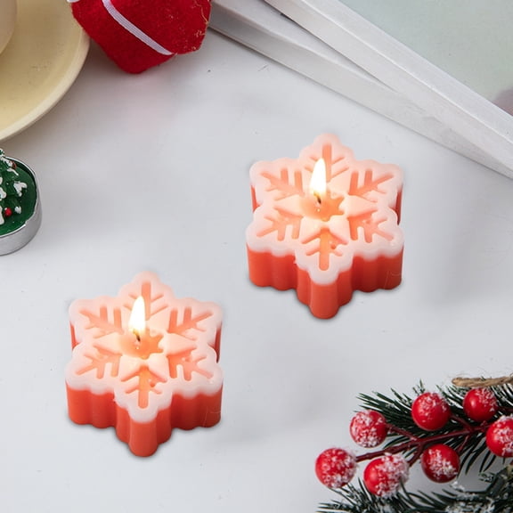 3 Pcs Christmas Snowflake Candles Decorations Winter Trendy Candles Snowflake Shaped Wax Aesthetic Gifts for Christmas Home Birthday Wedding Table Party Decorations Party Supplies