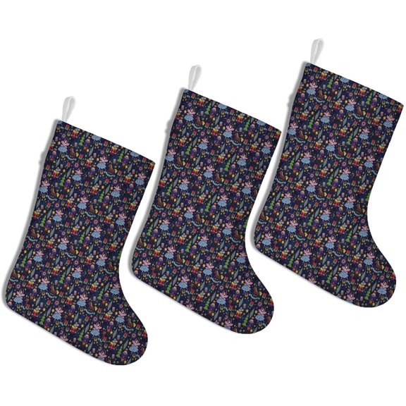 3 Pcs Christmas Stockings,Dark Blue Christmas Nutcracker Pattern Stockings Christmas,14.8'' Xmas Stockings,Christmas Party Favors,Christmas Party Decorations,Christmas Stockings Personalized