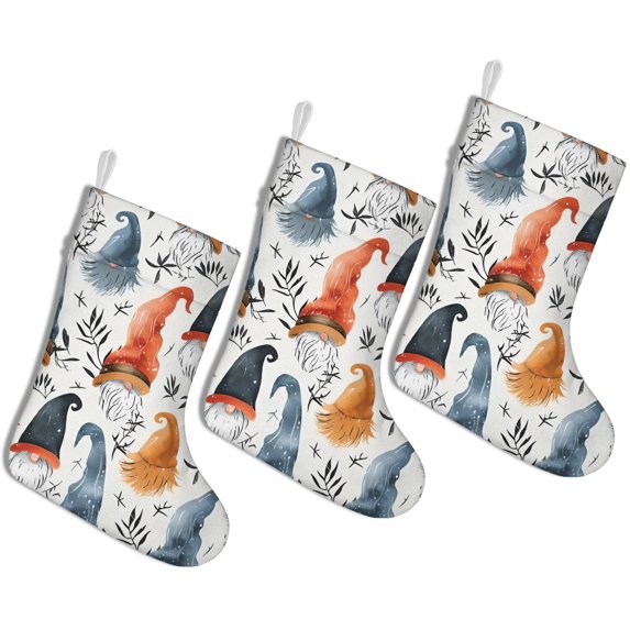 3 Pcs Christmas Stockings,Multicolor Christmas Gnome Pattern Stockings Christmas,14.8'' Xmas Stockings,Christmas Party Favors,Christmas Party Decorations,Christmas Stockings Personalized