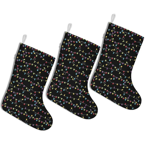 3 Pcs Christmas Stockings,Multicolor Christmas Light Pattern Stockings Christmas,14.8'' Xmas Stockings,Christmas Party Favors,Christmas Party Decorations,Christmas Stockings Personalized