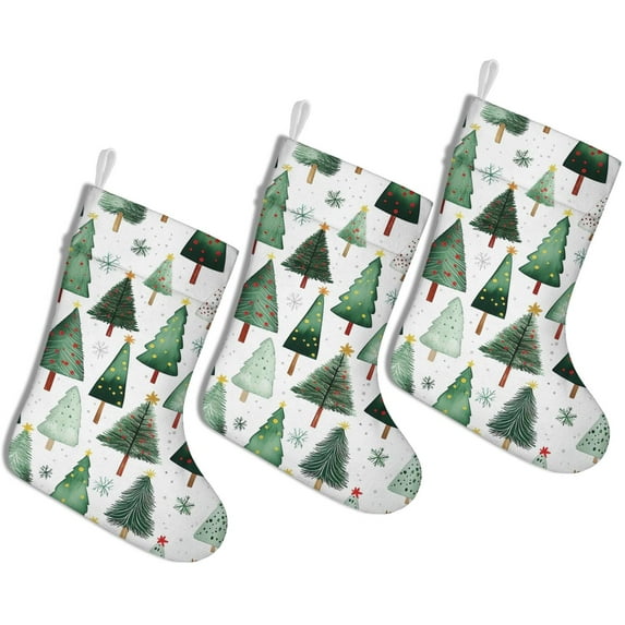 3 Pcs Christmas Stockings,White Christmas Tree Pattern Stockings Christmas,14.8'' Xmas Stockings,Christmas Party Favors,Christmas Party Decorations,Christmas Stockings Personalized