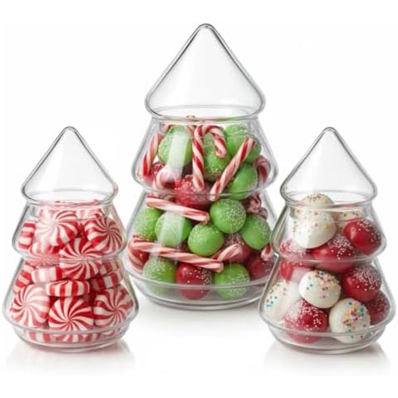 Glass Christmas Tree Candy Jar