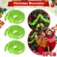 thumbnail image 1 of 3 Pcs Christmas Tree Winding Garland, 20 Ft Artificial Furry Roll Garland, Green Xmas Faux Fur Ribbon Trim for Winter Holiday Home Party Decor Craft Sewing Stripe Accessory, 1 of 5