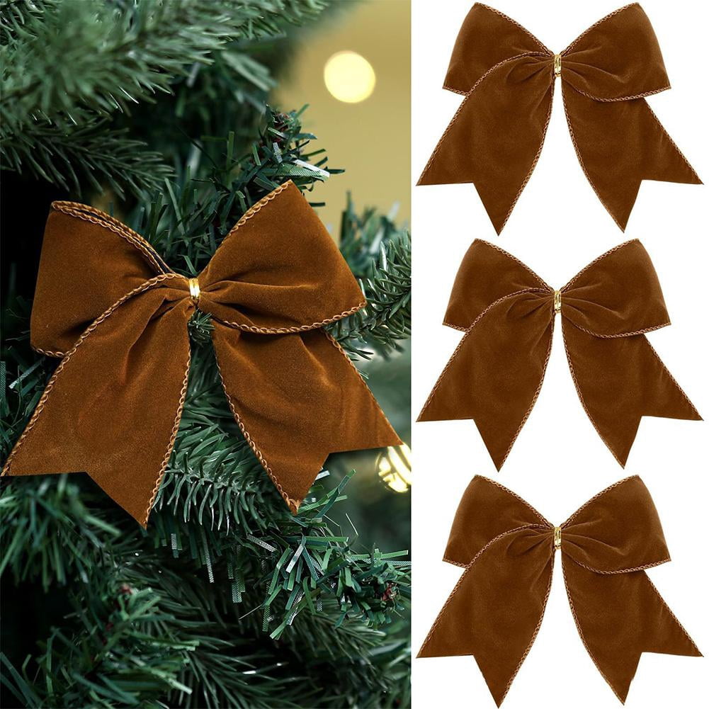 3 Pcs Christmas Velvet Bows 6 Inch Rustic Wreath Gift Bows Vintage Xmas ...