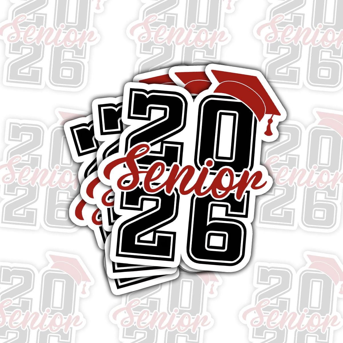 3 Pcs Class of 2026 Senior Number Stickers | Black & Red Graduation ...