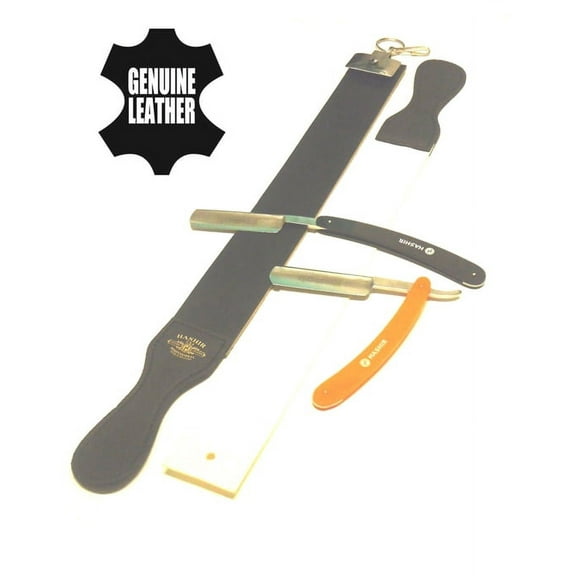3 Pcs Classic Folding Shaving Straight Razors PLUS Leather Sharpening Strop Excellent Gift Set