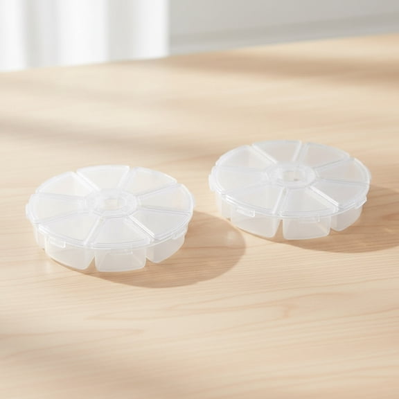 3 Pcs Clear 8 Compartment Round Jewelry Bead Storage Organizer Display Containers Case Box