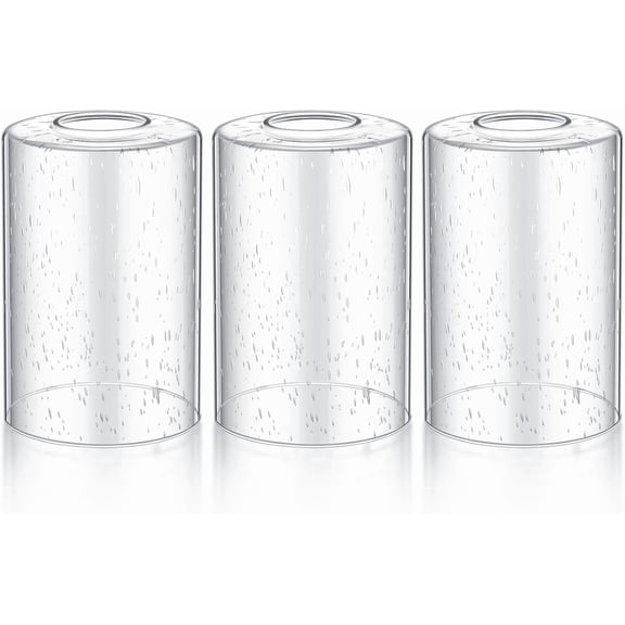 3 Pcs Clear Bubble Seeded Glass Shade Replacements for Pendant Light Fixtures Glass Lamp Shade Cover, 1-5/8 Inch Fitter E26 Base, 4"w x 6"h, Replacement Lamp Globe for Chandelier Wall Sconce