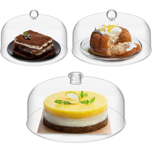 3 Pcs Clear Cake Dome Cover 7" 9" 11" Acrylic Cake Stand Cover Round Cheese Cloche Dome Plastic Food Cloche for Display Serving Platter