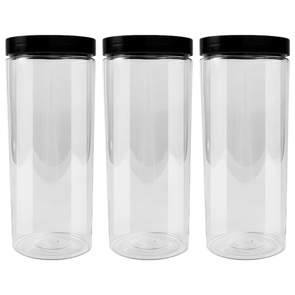 3 Pcs Clear Plastic Storage Tubes, Cylindrical Food Containers With Black Lids, Sealed For Nuts Grains Snacks Honey, 2.17 In Diameter, 7.87 In Height