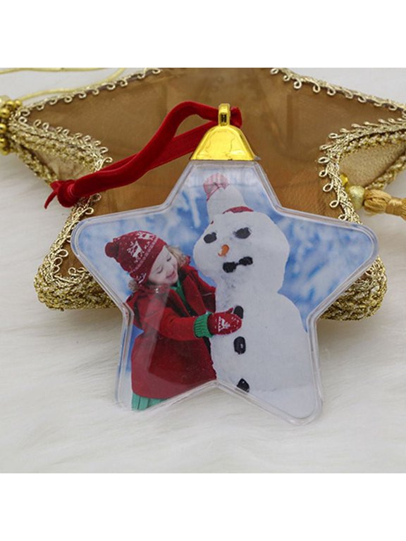 3 Pcs Clear Plastic Xmas Tree Hanging Picture Frame Ornament DIY Christmas Holiday Party Valentine's Day Decorations