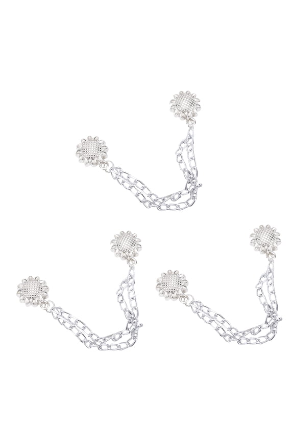 3 Pcs Clothing Clips with Chain Flowers Magnets Buckles Adjustable Pins Pants Clips for Woman