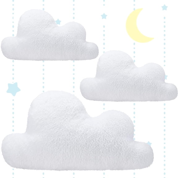 3 Pcs Clouds Shaped Throw Decorative Pillows Cute Soft Cloud White Waist Rest Cushion Lovely Floor Reading 2 Size Girls Kids Cloud(15 Inch, 9.8 Inch)