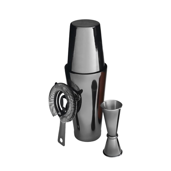 3 Pcs Cocktail Shaker Set, Stainless Steel Shaker Bartender Kit, Drink Shaker Bar Set with a Big/Small Tin, Double Jigger and Strainer, Mixed Alcohol Shaker Bar Tool for Beginner