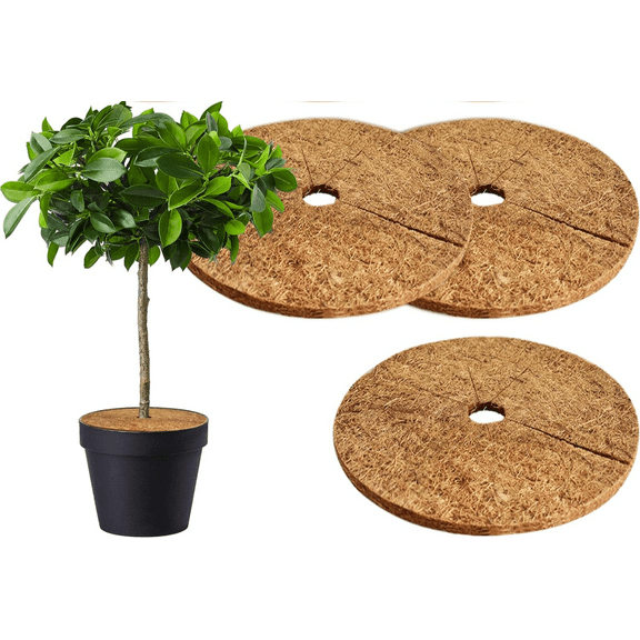 3 Pcs Coconut Fibers Mulch Ring Tree Protector Mat, Coco Coir Tree Protection, Tree Ring Mats Tree Disc Plant Cover for Indoor or Outdoor