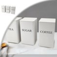 thumbnail image 1 of 3 Pcs Coffee Tea Sugar Container Set, Metal Teas and Coffee Canister Set with Bamboo Lids, Food Storage Container Jars for Kitchen Counter Storage, 1 of 4