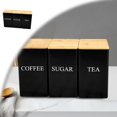 thumbnail image 1 of 3 Pcs Coffee Tea Sugar Container Set, Metal Teas and Coffee Canister Set with Bamboo Lids, Food Storage Container Jars for Kitchen Counter Storage, 1 of 4