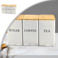thumbnail image 1 of 3 Pcs Coffee Tea Sugar Container Set, Metal Teas and Coffee Canister Set with Bamboo Lids, Food Storage Container Jars for Kitchen Counter Storage, 1 of 1