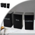 thumbnail image 1 of 3 Pcs Coffee Tea Sugar Container Set, Metal Teas and Coffee Canister Set with Bamboo Lids, Food Storage Container Jars for Kitchen Counter Storage, 1 of 4