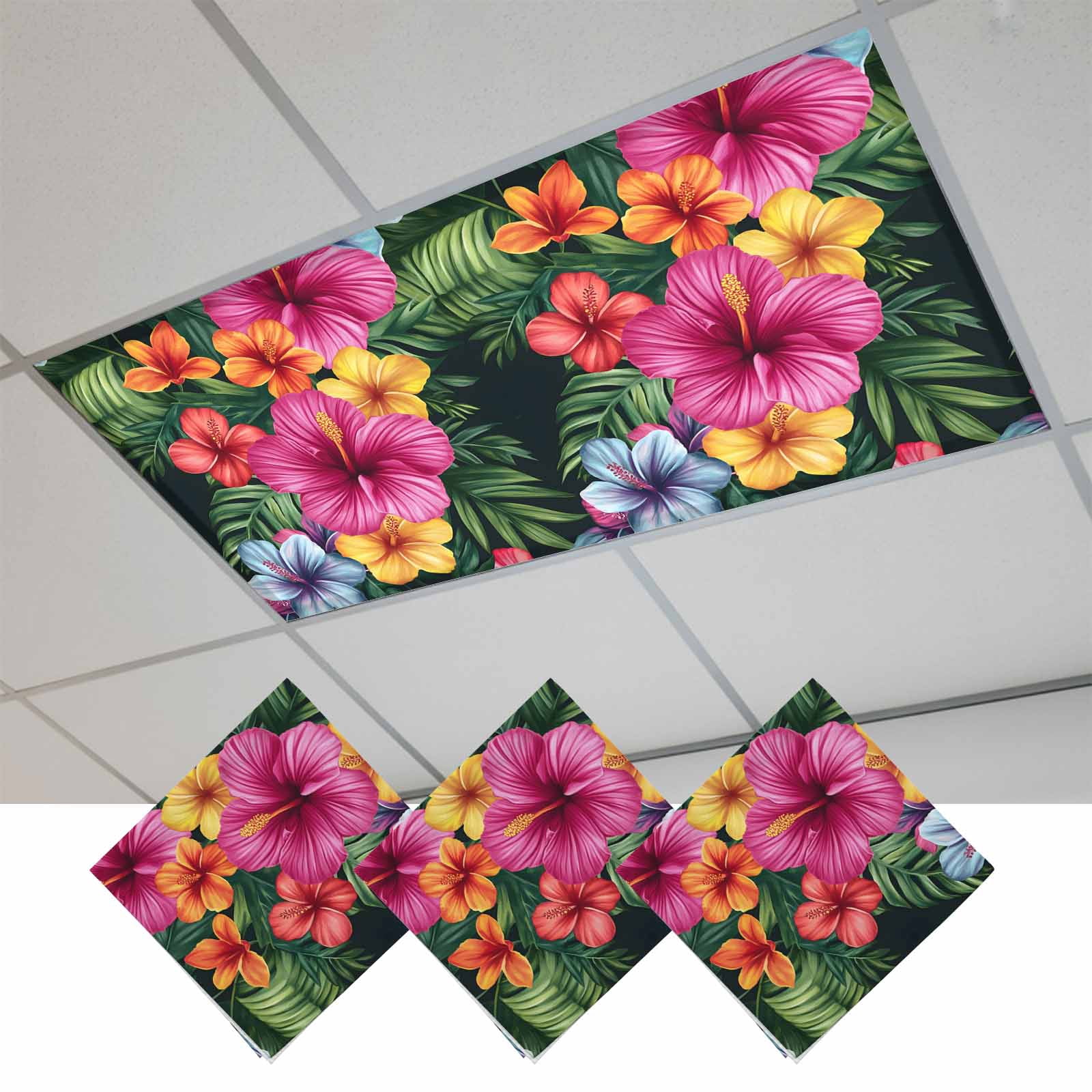 3 Pcs Colorful Althea Fluorescent Light Covers Watercolor Flowers ...