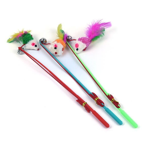 3 Pcs Colorful Fake Wand Exercise Toy Interactive Toy Teaser for Indoor Cats