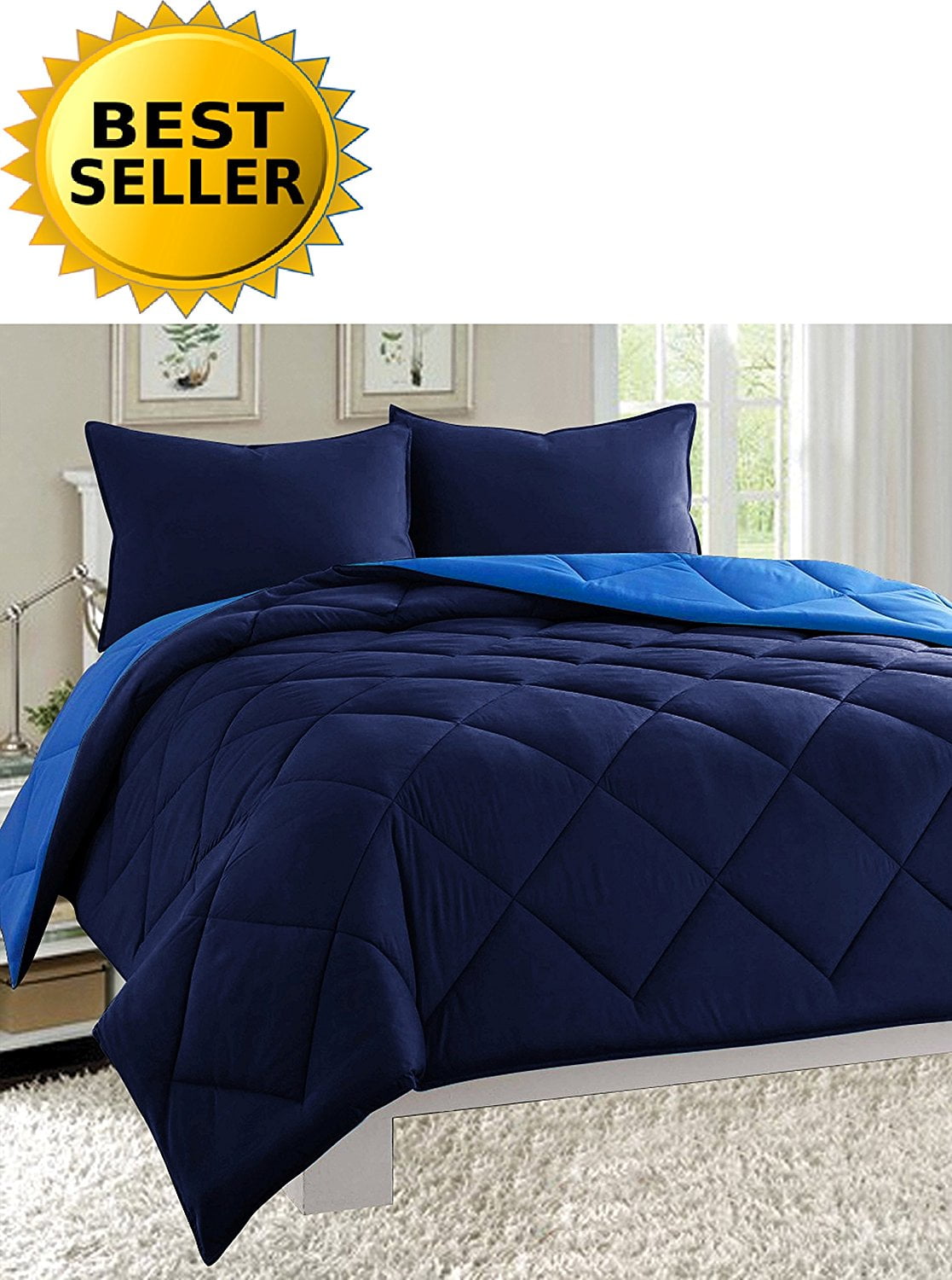 3 Pcs Comforter Set 2 Shams+Comforter Double-Filled Comforter Full/Queen , Lilac