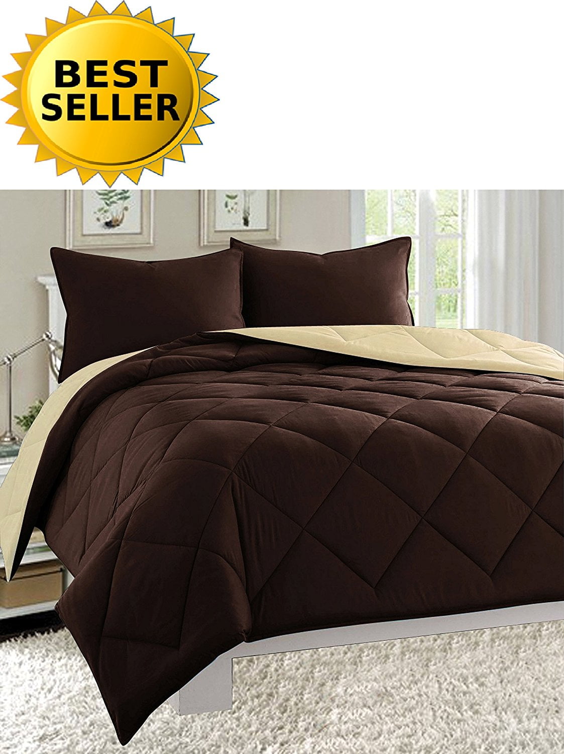 3 Pcs Comforter Set 2 Shams+Comforter Double-Filled Comforter King/Cal King , Lilac