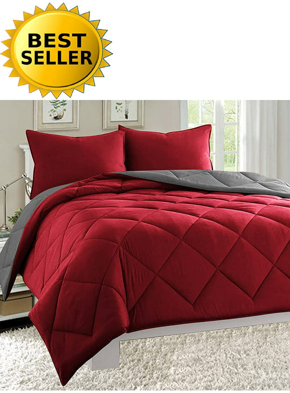 3 Pcs Comforter Set 2 Shams+Comforter Double-Filled Comforter Twin/Twin XL , Black