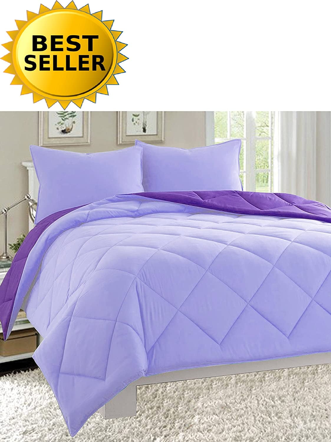 3 Pcs Comforter Set 2 Shams+Comforter Double-Filled Comforter Twin/Twin XL , Burgundy