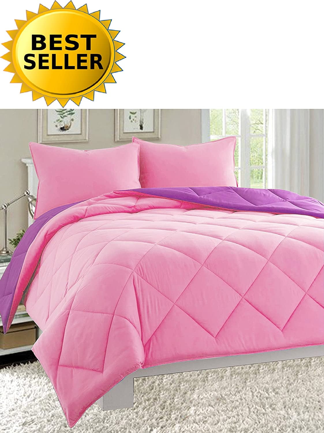 3 Pcs Comforter Set 2 Shams+Comforter Double-Filled Comforter Twin/Twin XL , Gray