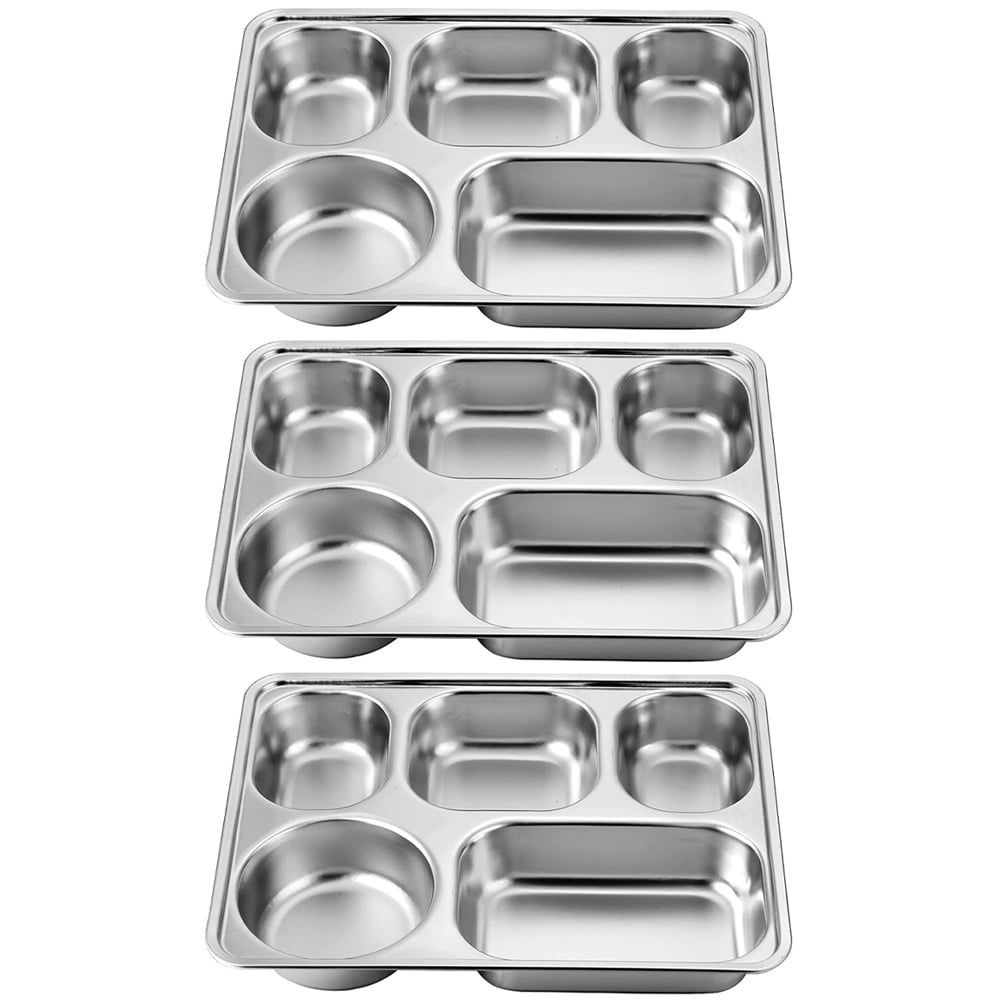 3 Pcs Compartment Fast Food Plate Metal Trays Plates Divided For Adults 3-pcs-compartment-fast-food-plate-metal-trays-plates-divided-for-adults