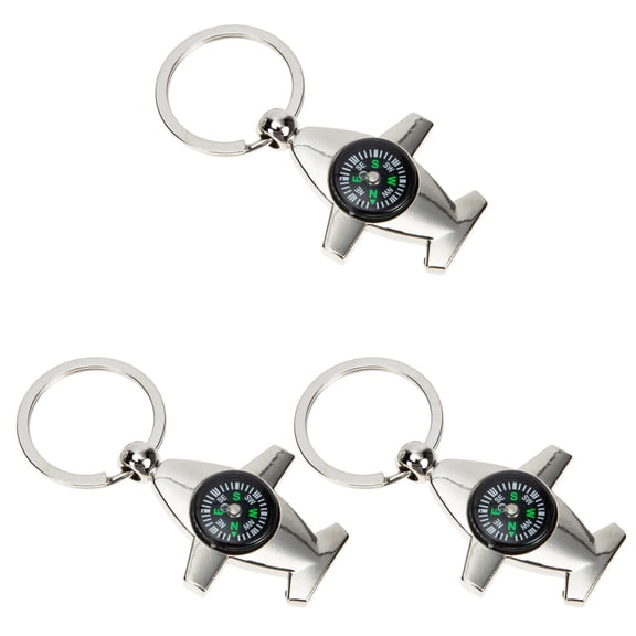 3 Pcs Compass Keychain Holder Button Mini Backpack for Kids Child Silver
