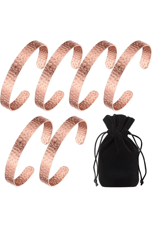 3 Pcs Copper Bracelets Copper Cuff Bracelets Adjustable Size Health Jewelry Gift for Men Women