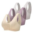 thumbnail image 1 of 3 Pcs Cotton Front Button Bra Convenient Snap Sleep Bra Comfortable Easy Close Sports Bras with Padded for Middle Aged Women, Fresh Colors, 1 of 10