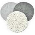 thumbnail image 1 of 3 Pcs Cotton Thread Weave Hot Pot Holders, Multi-use Hot Mats Non-Slip Stylish Coasters Insulation Hot Pads Trivet for Cooking and Baking,Grey Set, 1 of 8