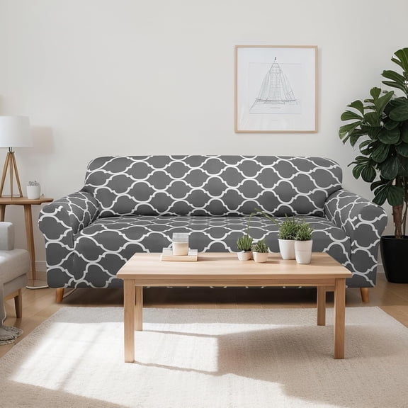 3 Pcs Couch Cover Set for Living Room Furniture Covers for Couch and Sofas Loveseat Arm Chair Slipcover, Furniture Protector, Stretch, Wrinkle Free (Dark Gray)