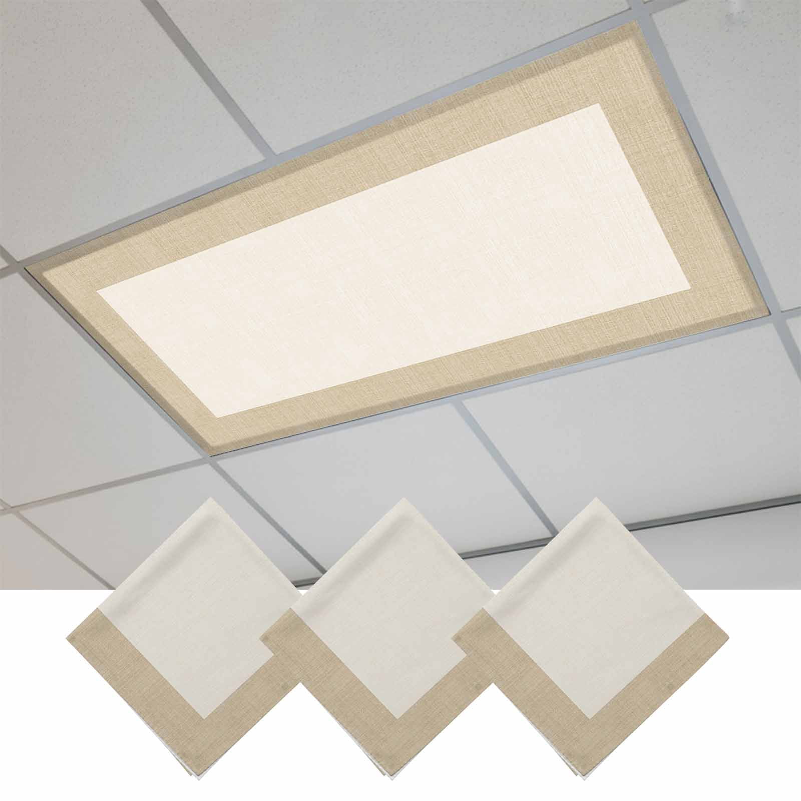 3 Pcs Country Vintage Fluorescent Light Covers Linen Texture Magnetic ...