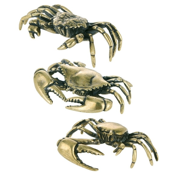 3 Pcs Tabletop Decor Crab Decorations Toy Lobster Pet Office Golden