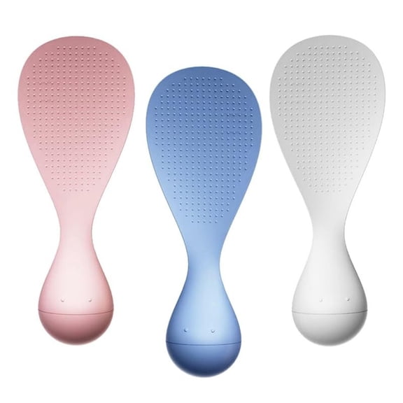 3 Pcs Creative Tumbler Anti-Stick Rice Spoon, Standable and Easy to Clean, White+Pink+Blue