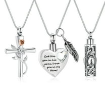 3 Pcs Cremation Jewelry Heart / Cylinder / Rose Flower Urn Necklace Ashes Cremation Jewelry Stainless Steel Memorial Pendants Gift Funeral Ash Holder