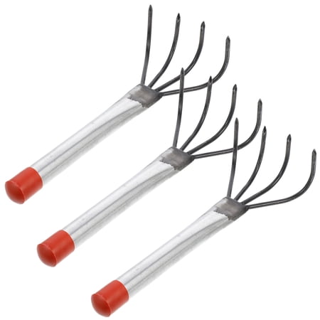 unbranded 3 Pcs Four-tooth Rake Artificial Grass Crevice Weeding Tool Garden Cultivator