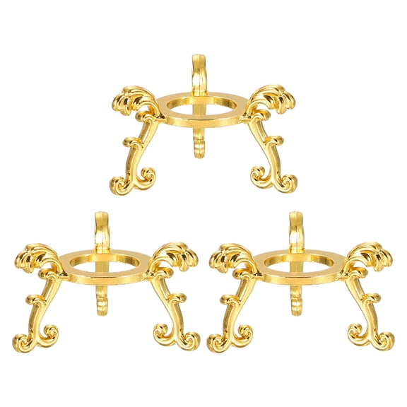 Uxcell 3 Pcs Crystal Ball Display Bases, 1.97'' Crystal Diamond Paperweight Art Engraving Sphere Stand for Glass Ball Home Office Desk Shelf, Gold